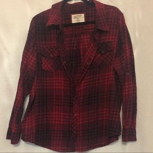 🟢Plaid red and black shirt